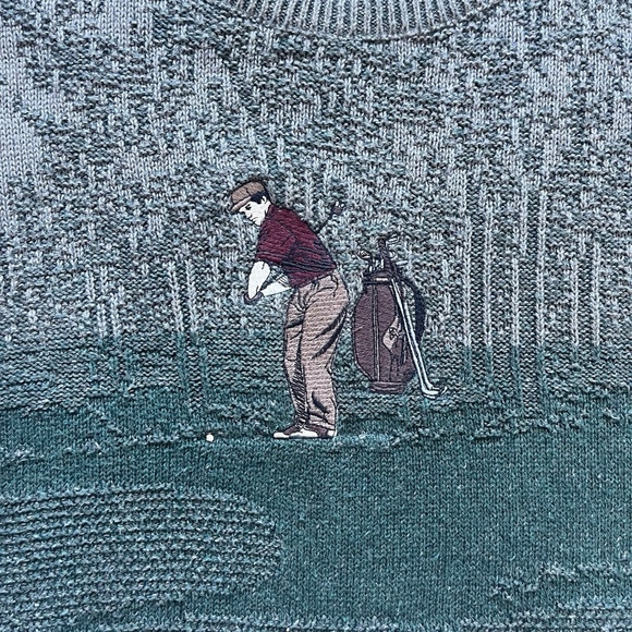 Vtg Shenandoah Golf Sweater Textured Retro Knit Men Sz Large XL Embroidered USA - Picture 4 of 9